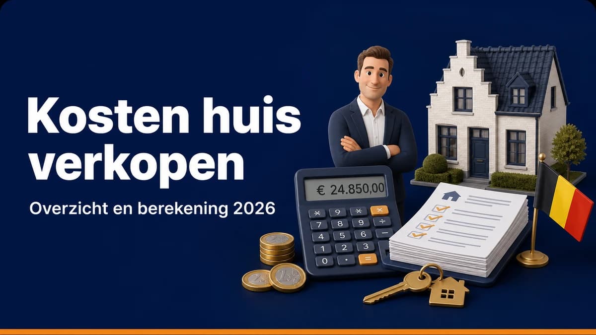 Kosten bij de verkoop van een huis berekenen met woning, documenten en calculator