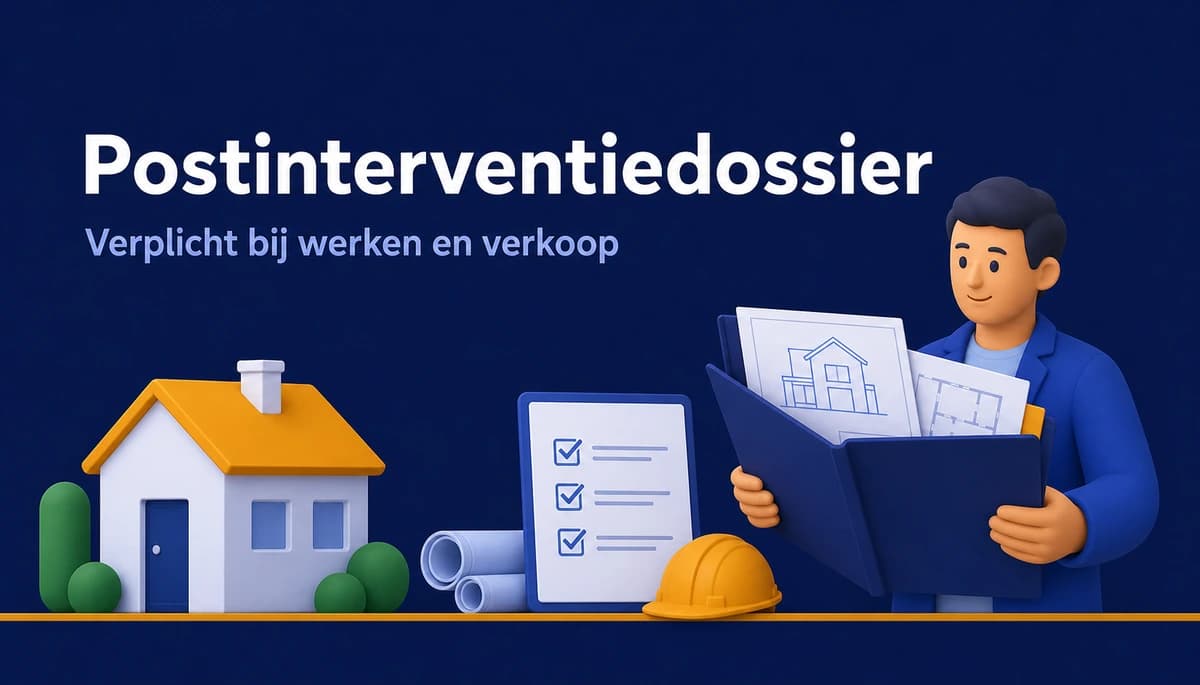 Architect bekijkt bouwplannen en technische documenten in een postinterventiedossier